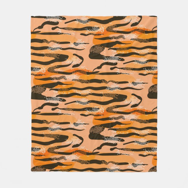 Lovely seamless tiger pattern,peach colour fleece blanket (Front)