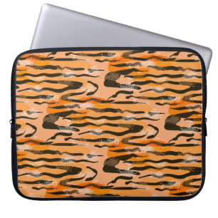 Lovely seamless tiger pattern, peach colour laptop sleeve