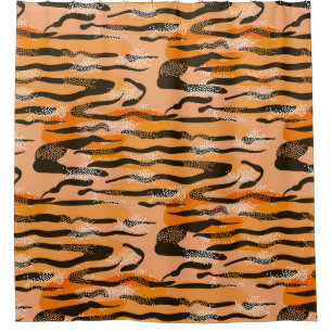 Lovely seamless tiger pattern,  peach colour shower curtain