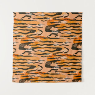 Lovely seamless tiger pattern,  peach colour tapestry