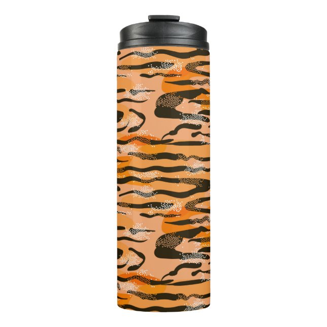 Lovely seamless tiger pattern,peach colour thermal tumbler (Front)