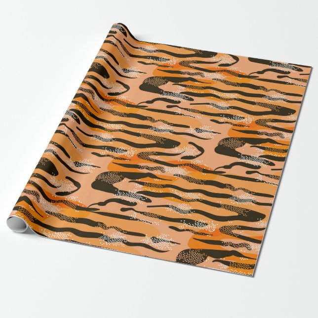Lovely seamless tiger pattern,peach colour wrapping paper (Unrolled)