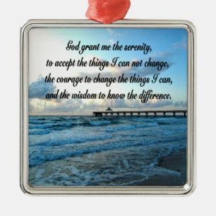 LOVELY SERENITY PRAYER OCEAN AND WAVES PHOTO METAL ORNAMENT