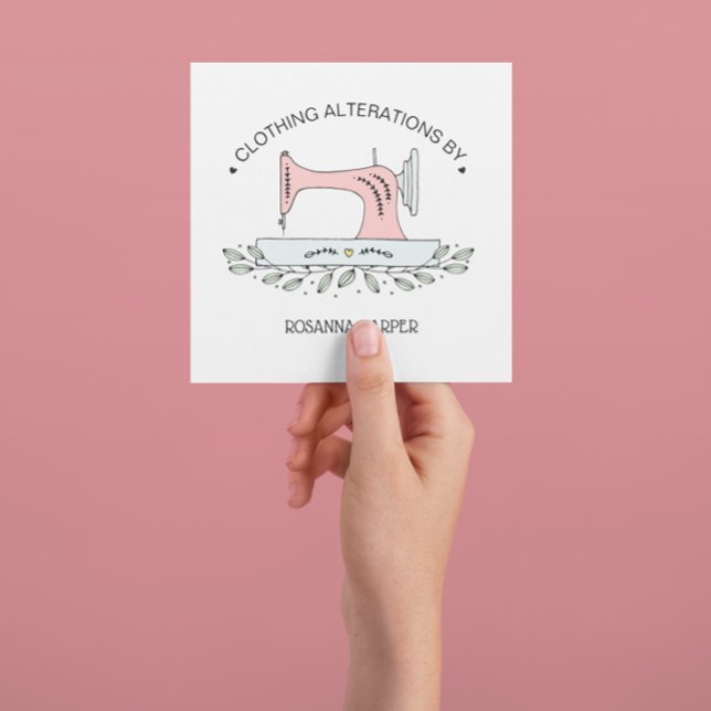 Lovely Sewing Machine Clothing Alterations Square Business Card (Creator Uploaded)