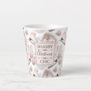 Lovely Shabby Chic Pink Christmas Pattern Latte Mug