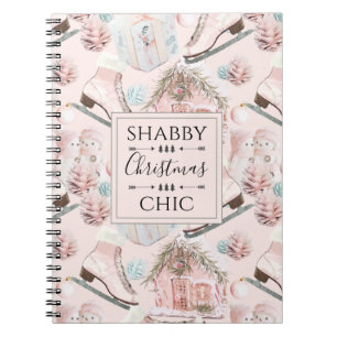 Lovely Shabby Chic Pink Christmas Pattern Notebook