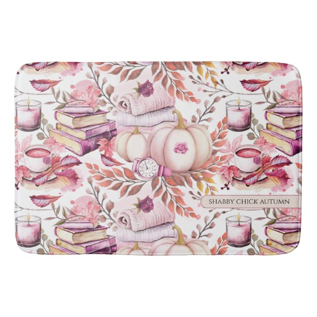 Lovely Shabby Chick Autumn Pattern Bath Mat (Front)