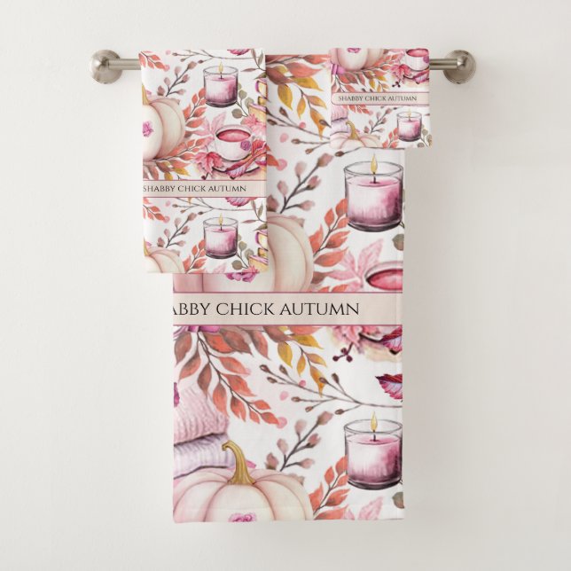 Lovely Shabby Chick Autumn Pattern Bath Towel Set (Insitu)