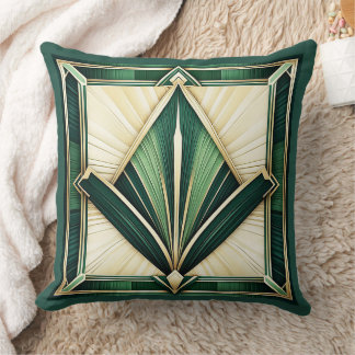 Lovely Shades of Green Art Deco Cushion. Cushion