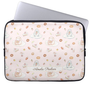 Lovely Sheep Penguin Desserts Pattern Baby Pink Laptop Sleeve