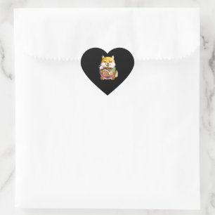 Lovely Shiba Dog Ramen Dog Cartoon Gift Heart Sticker