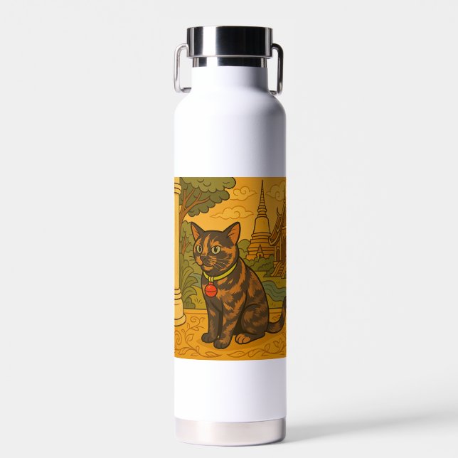 Lovely Siam Cat Water Bottle (Front)