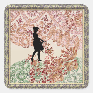Lovely Silhouette Girl Classic Round Sticker
