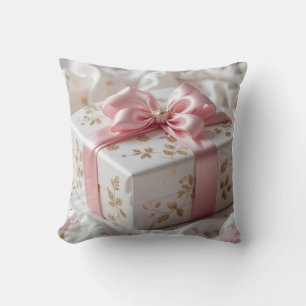 lovely silk pink gift box cushion