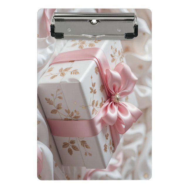 lovely silk pink gift box mini clipboard (Front)
