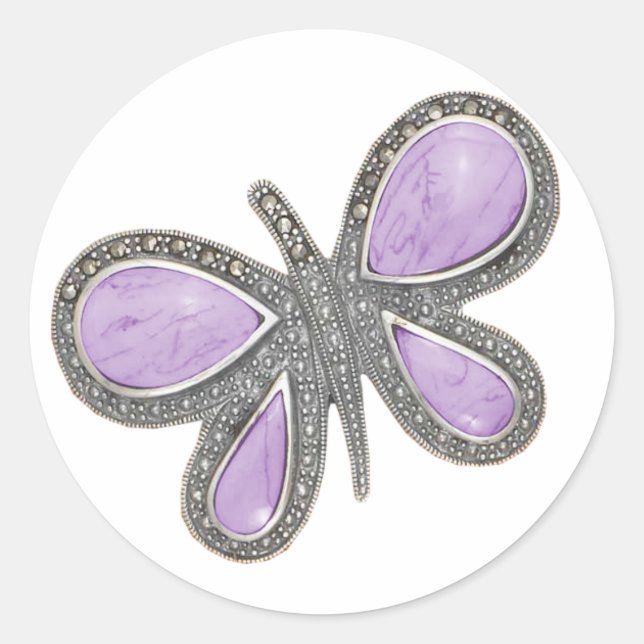 Lovely silver butterfly Wedding Stickers (Front)