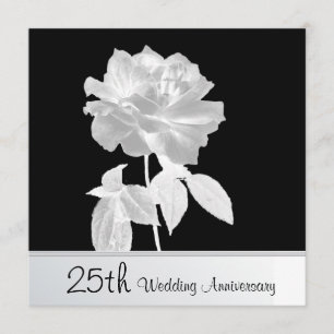 Lovely Silver Rose 25th Wedding Anniversary Party Invitation