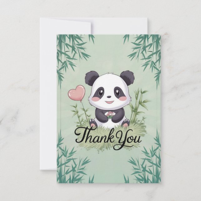 Lovely Simple Panda  Thank You Card (Front)