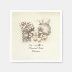 Lovely Skull Couple Wedding Napkin