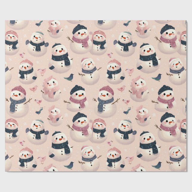 lovely snow man design wrapping paper (Flat)