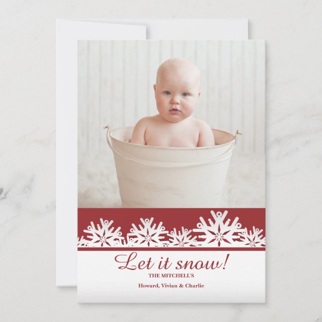 Lovely Snowflakes Photo Holiday Card (Front)