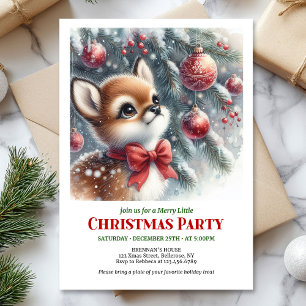 Lovely snowy forest baby deer Christmas invitation