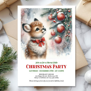 Lovely snowy forest baby deer Christmas invite 