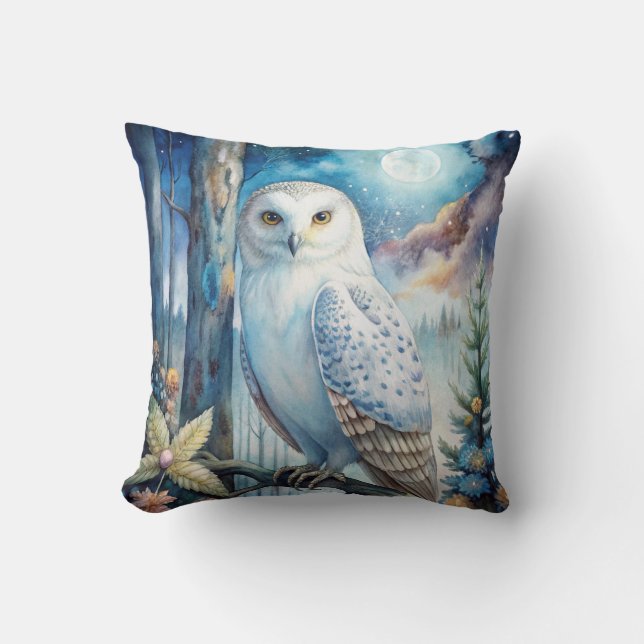 Lovely Snowy Owl Cushion (Front)