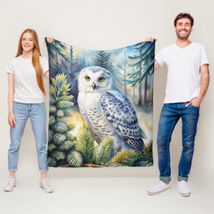 Lovely Snowy Owl Fleece Blanket