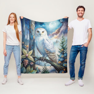 Lovely Snowy Owl Fleece Blanket