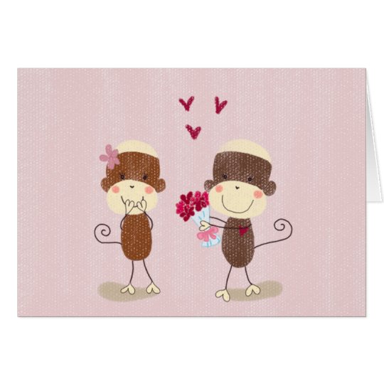 Lovely Sock Monkey Couple Valentine Card