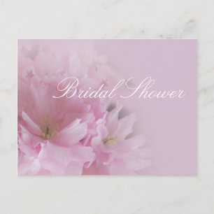 Lovely soft pink cherry blossom bridal shower invitation postcard