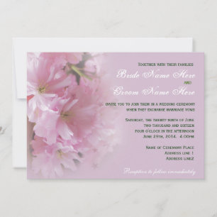 Lovely soft pink cherry blossom wedding invitation