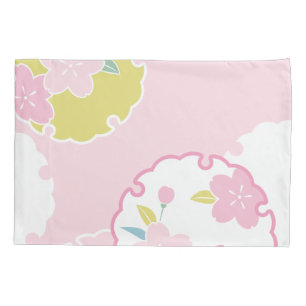 Lovely Soft Sky Clouds Snowflakes Cherry Blossoms Pillowcase