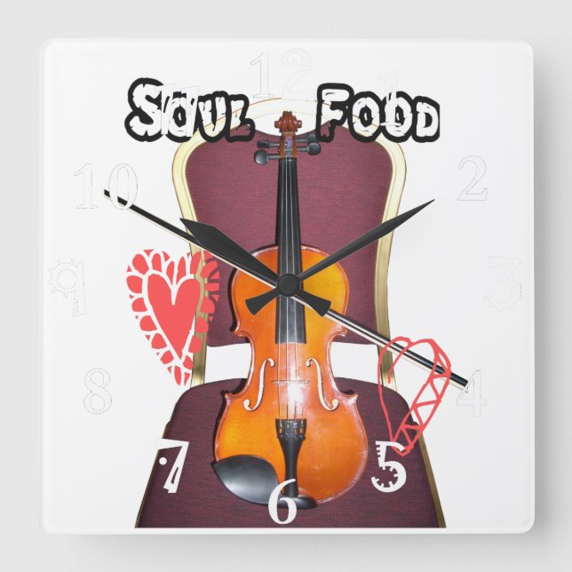 Lovely Soul Food Time Sound of love Square Wall Clock (Front)
