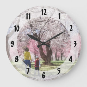 Lovely Spring Day For a Walk Large Clock