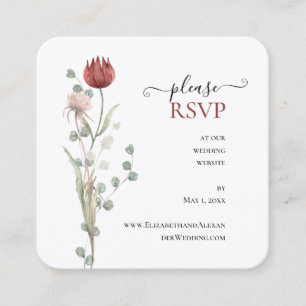 Lovely Spring Floral Wedding Website RSVP Square Business Card
