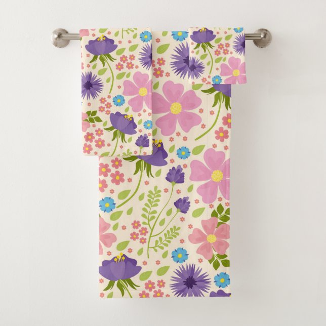 Lovely Spring Flowers Bath Towel Set (Insitu)