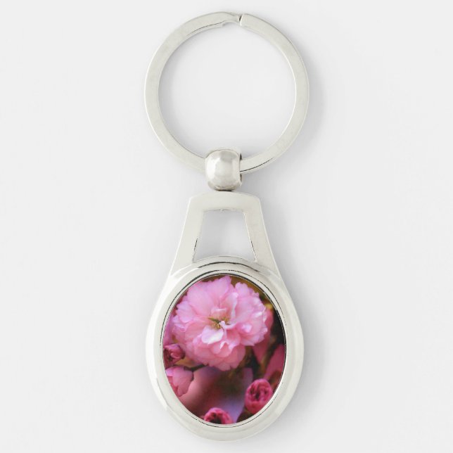 Lovely Spring Pink Cherry Blossoms Key Ring (Front)