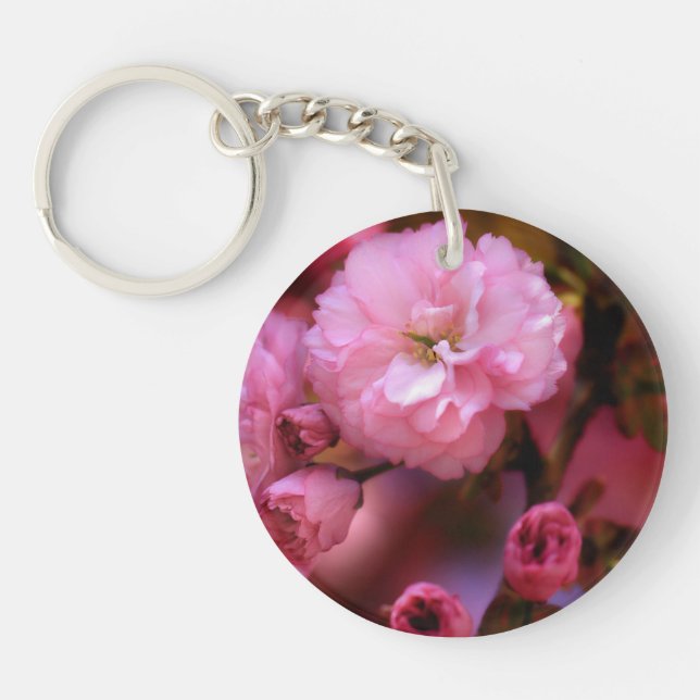 Lovely Spring Pink Cherry Blossoms Key Ring (Front)
