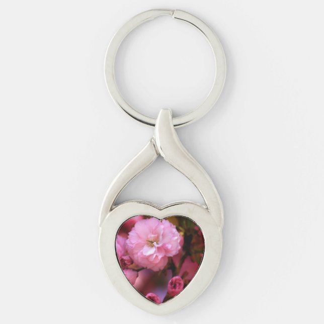 Lovely Spring Pink Cherry Blossoms Key Ring (Front)