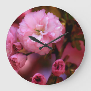 Lovely Spring Pink Cherry Blossoms Large Clock