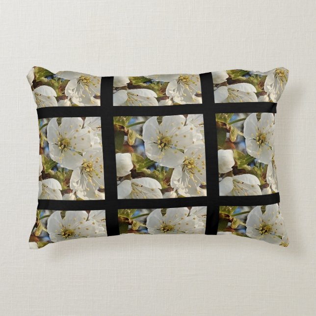 Lovely Springflower Grid Decorative Cushion (Front)