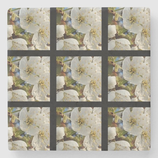 Lovely Springflower Grid Stone Coaster (Front)
