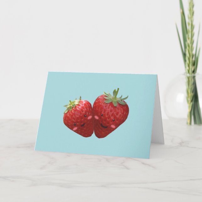 Lovely Strawberry Couple Greeting Card (Front)