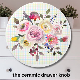 Lovely Stylish Pastel Watercolor Floral Ceramic Knob