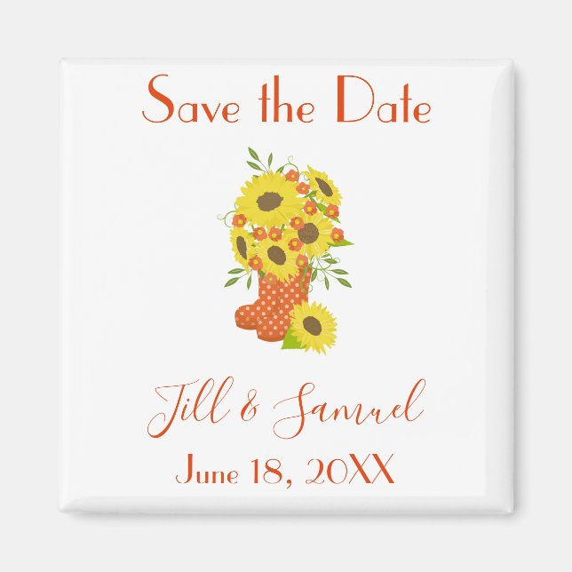 Lovely Sunflower Save the Date Magnet (Front)