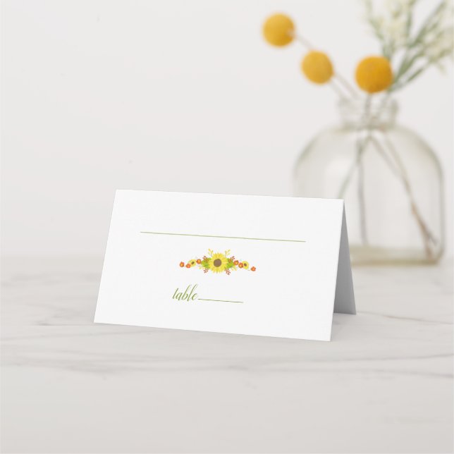 Lovely Sunflower Wedding Place Card (Front)