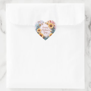 Lovely Sunflowers 3D Mother's Day Heart Sticker