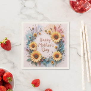 Lovely Sunflowers 3D Mother's Day Napkin
